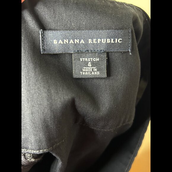 BANANA REPUBLIC Fitted Black Pencil Midi Cotton Skirt STRETCH SIZE 4 - Picture 2 of 7